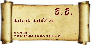 Balent Balázs névjegykártya